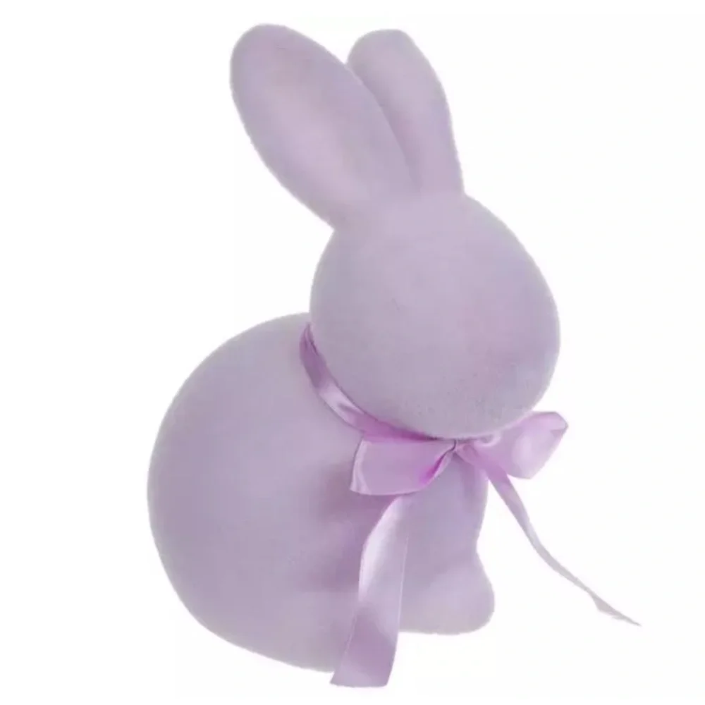 New! Spring 2026 Purple Sitting Flocked Bunny Figurine by Hobby Lobby